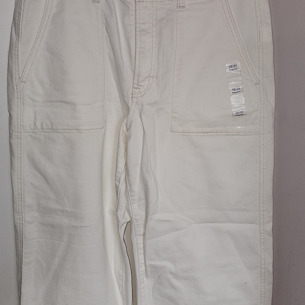 Gap White Cream Cargo Pants Wide Leg Crop Brand New Size 12/31